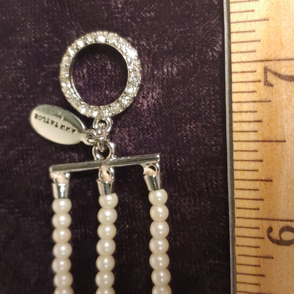 Ann Taylor Pearl and Clear Stone Bracelet.